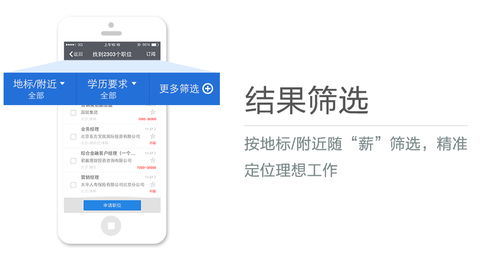 按地標/附近隨“薪”篩選，精準定位理想工作