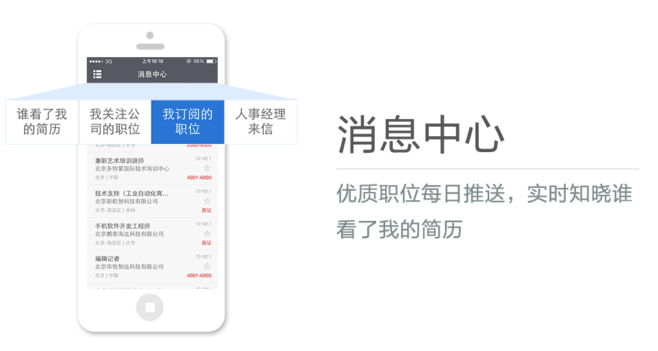 優(yōu)質(zhì)職位每日推送，實時知曉誰看了我的簡歷